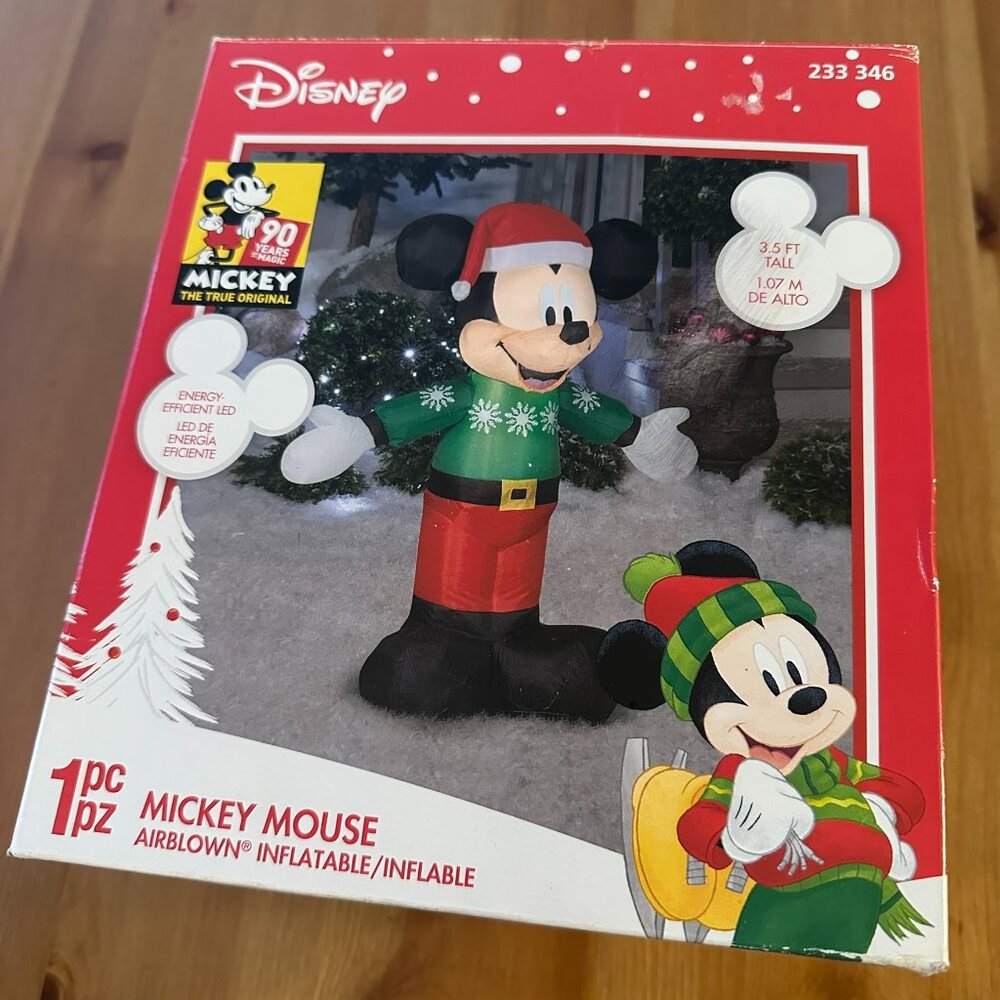 Christmas‎ Disney 3.5 ft Mickey Mouse with Green Sweater Airblown Inflatable